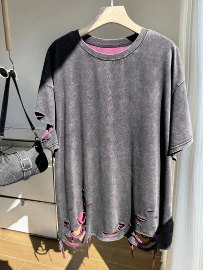 Muchica 大码女式休闲圆领短袖T恤，春夏款