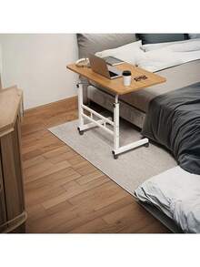 Bàn làm việc đứng có thể điều chỉnh độ cao, có bánh xe, khung sắt chắc chắn, bàn làm việc tại nhà rộng rãi, phù hợp sử dụng trên ghế sofa - Mặt bàn bằng gỗ màu trắng, bề mặt được sơn. - Nhiều màu - Xem 8