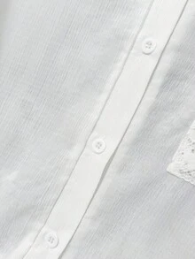 GlowEve Women's Long Sleeve Single-Breasted Loose Pocket Shirt - White - View 3