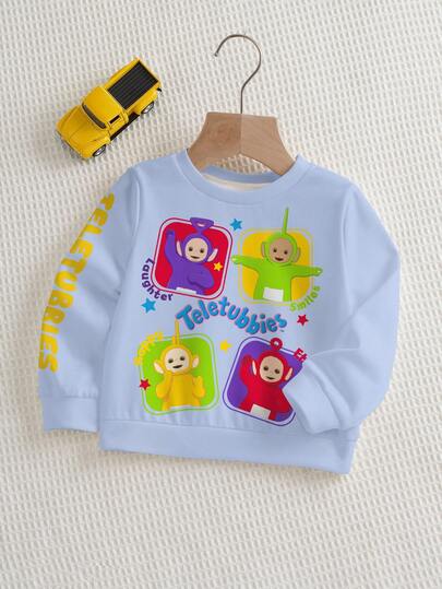 Teletubbies X SHEIN Baby Boy Casual Loose Fit Crew Neck Long Sleeve Sweatshirt