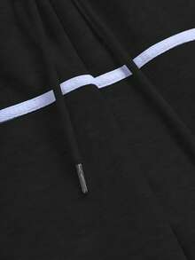 PAVTROS Manfinity Streetrush Men's Letter Print Drawstring Waist Loose Shorts - Black - View 4