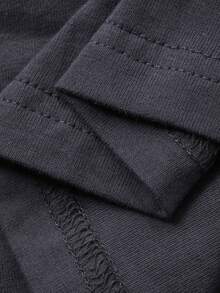 FRIFUL Áo thun nữ màu xám trơn, 100% cotton, xẻ tà bên hông, dáng rộng, thoải mái, đa năng. - Xám - Xem 3