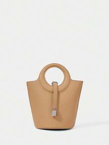 SHECARRY 女士时尚通勤及度假手提包 - 杏色 - 查看 3