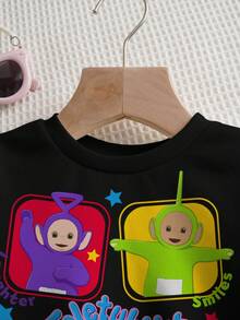 Teletubbies X SHEIN 男婴休闲宽松圆领长袖卫衣 - 白色 - 查看 4