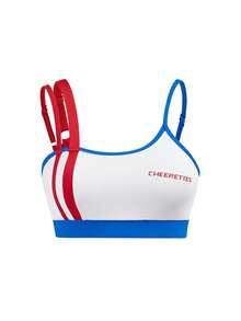 Cheerettes Women's Cheerleading Contrast Color Sports Bra  Color Block Sports Bra Cute Sports Bras Swim Top Cheerleader Top  All Seasons Summer Spring Fall Winter - Red and White - View 1