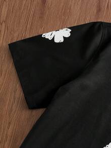 EASEVO Áo sơ mi nam cỡ lớn in hoa, tay ngắn, cài một hàng khuy. - màu đen - Xem 6