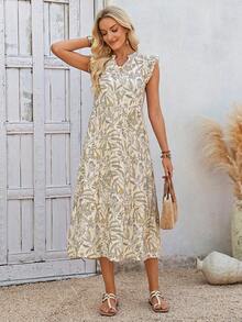 EMERY ROSE 女士度假植物图案荷叶边V领短袖中长连衣裙碎花连衣裙夏季连衣裙女士夏季服装女士夏季连衣裙女士沙滩裙女士沙滩服装女士沙滩裙女士外出服装度假服装女士夏季度假服装度假服装度假服装女士度假连衣裙印花夏季连衣裙女士荷叶边袖连衣裙女士度假服装女士碎花连衣裙 - 彩色 - 查看 7