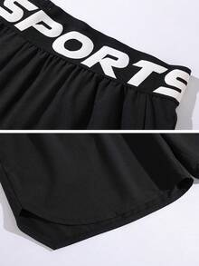 Gym Rark Pantalones cortos casuales de fitness y deportes con bolsillo en la cintura y estampado de letras para hombres - Negro - Ver 5