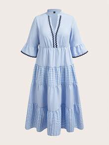 SHEIN LUNE 大码女式V领条纹格子拼接休闲约会派对连衣裙音乐节连衣裙度假连衣裙蓝白连衣裙女式野餐连衣裙蓝色格纹连衣裙宽松连衣裙法式连衣裙荷叶边连衣裙荷叶边半裙度假连衣裙女式度假套装优雅女士连衣裙毕业礼服女式婚礼宾客连衣裙沙滩套装女式夏季连衣裙母亲节连衣裙收腰长裙女式音乐会套装女式办公室套装女式层叠连衣裙女式夏季连衣裙女式野餐连衣裙女式春季连衣裙带袖野餐夏季连衣裙女式野餐套装女式条纹中长连衣裙女式夏季连衣裙女式休闲连衣裙格纹连衣裙女式条纹连衣裙女式格纹连衣裙女式休闲夏季连衣裙 - 藍白色 - 查看 5