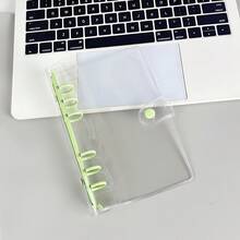 Zazumi Bộ sổ tay PVC 6 lỗ, gồm bìa trong suốt cài một nút A6, nhãn dán 3D, sổ tay trong suốt cài một nút, nhãn dán trang trí, sổ tay tự làm. - Nhiều màu - Xem 9