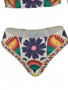 Swim SPRTY Bộ đồ bơi nữ mới về, bộ hai mảnh in họa tiết bán chạy, áo dài tay cổ tròn mùa hè cho nữ, bộ đồ bơi thể thao thường ngày phong cách nghỉ mát, đồ bơi bikini dài tay phong cách Boho, bikini hoa, đồ bơi họa tiết hoa - Nhiều màu - Xem 11