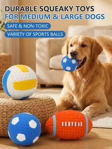 PETSIN 1PC Pet Interactive Training Ball Toy, Latex Rugby Football, Sound-Making Toy, Chewable And Bite-Resistant, Stress-Relieving Dog Toy. - Multicolor - View 7