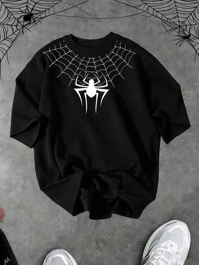 Sport MetroGents 男士蜘蛛印花圆领短袖运动T恤