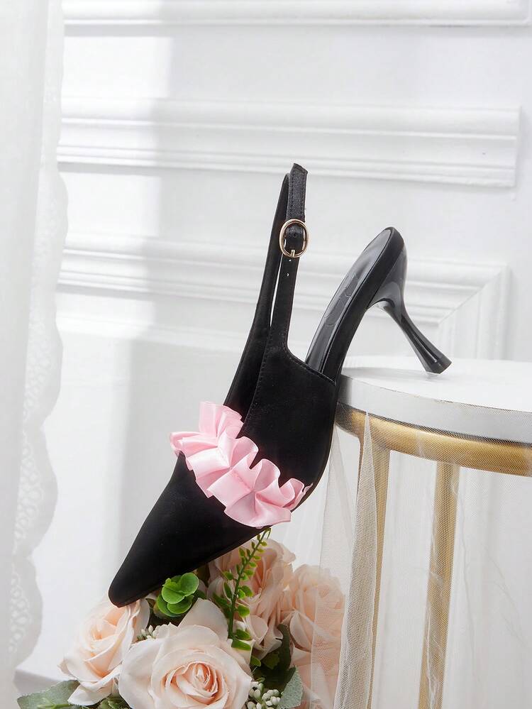 CUCCOO HITCHD Women Shoes Spring And Summer New Three-Dimensional Rose Design Stiletto Rhinestone Women's High Heel Shoes Dress Shoes Dating Afternoon Tea Party Valentine's Day Elegant Wear Wedding Shoes Spring Shoes Bride Shoes