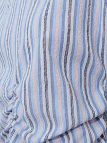 Nöista Boxy, Loose Fit Top In Blue And White Vertical Stripes. - Blue - View 8