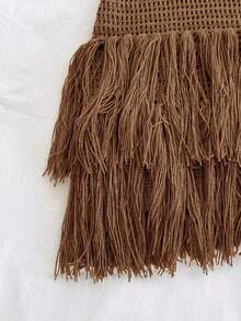 Soleia Đầm ngắn ôm sát dáng vỏ sò, viền tua rua, dây mảnh, phong cách Bohemian, Boho, thích hợp cho kỳ nghỉ, mùa xuân/hè, ngày Valentine, hẹn hò. - Lạc đà - Xem 6