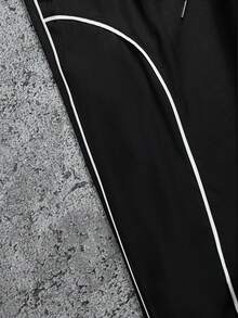 Sport MetroGents Men's Letter Print Drawstring Waist Casual Versatile Daily & Sports Pants - Black - View 7