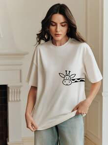 Anewsta 白色圆领短袖T恤，春夏季休闲度假装 - 白色 - 查看 8