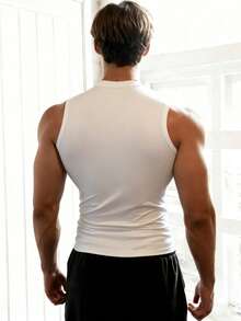 GymBeat Men's Gothic Style Print Slim Fit Athletic Tank Top - White - View 2