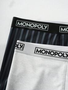 MONOPOLY X SHEIN Men's Letter Print Casual Everyday Briefs - Black - View 4