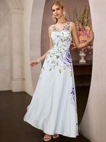 MOTF Soiréza SPRING/SUMMER FLORAL PRINT CONTRAST MESH DRESS - Multicolor - View 2