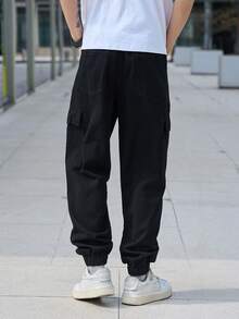Manfinity Homme Men's Casual Solid Color Cargo Jogger Jeans - Black - View 2