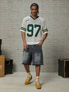 GALLERY FADE Young Street-Style Washed Black Slim Fit Straight Leg Denim Shorts With Anime Laser Print, Spring/Summer - Black - View 7