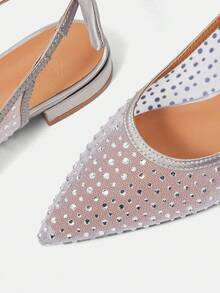 CUCCOO HITCHD Women Shoes Summer And Summer New Fashion French Mesh Rhinestone Pointed Flat Sole Shoes,Bow With Slip-On, Comfortable And Elegant, Versatile And Not Tired Of Feet, Silver Hot Rhinestones Are Very Beautiful Summer Shoes Wedding Shoes Bride Shoes - Silver - View 11