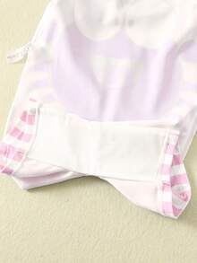 SHEIN 男宝宝可爱螃蟹图案蓝条纹撞色长袖防晒泳衣，适合度假、海滩、冲浪，男宝宝泳装，长袖泳衣 - 紅色 - 查看 8