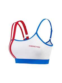 Cheerettes Women's Cheerleading Contrast Color Sports Bra  Color Block Sports Bra Cute Sports Bras Swim Top Cheerleader Top  All Seasons Summer Spring Fall Winter - Red and White - View 5