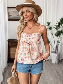 INAWLY Women's Casual Floral Print Camisole Top, Summer - Multicolor - View 9