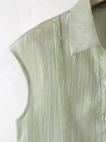 Franclia 新款休闲时尚百搭无袖衬衫短裤两件套 - 彩色 - 查看 5