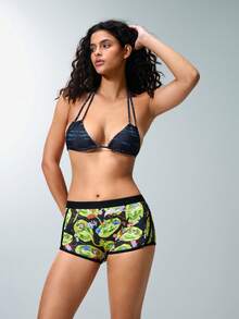Rick and Morty X SHEIN 3 piezas Bragas de estilo deportivo de moda para mujer - Negro - Ver 6