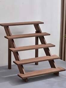 1pc Wooden Display Riser, 3/4/5 Tier Earring & Ring Holder Stands,Farmhouse Cupcake Stands, Table Display Stand For Vendors, OrganizerShowcase For Tabletop Shows And Home Using, Wood Rustic Risers - Brown - View 5