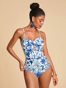 Travachic 女士热带印花连体泳衣，度假沙滩 - 彩色 - 查看 1