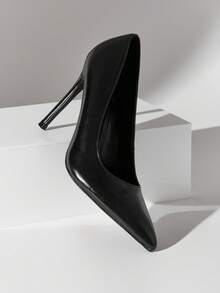 SHUZIA 女士优雅时尚性感尖头金色细高跟鞋 - 黑色 - 查看 5