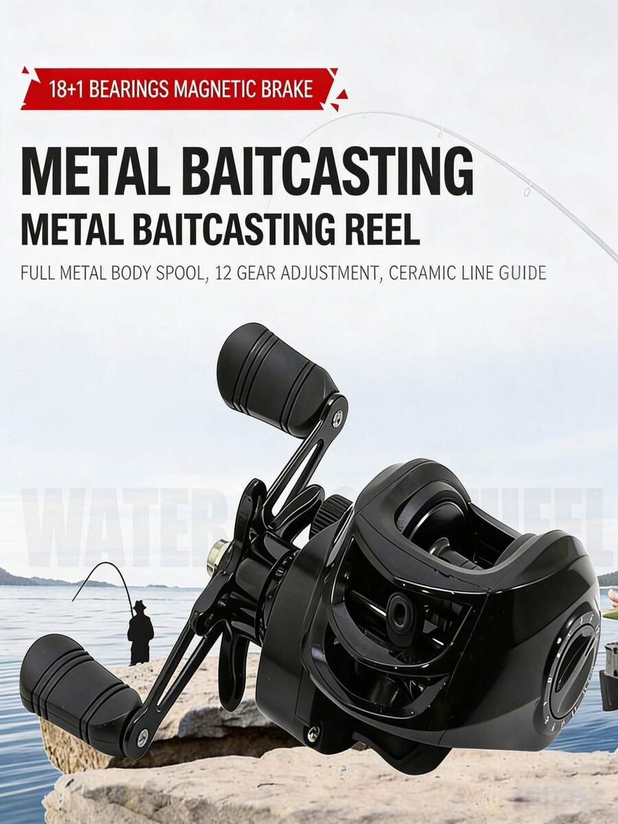 Black Metal Baitcasting Reel Ultra Light Stream Fishing Anti Backlash System Smooth Long Cast Professional Grade Durable Construction - Multicolor - View 1