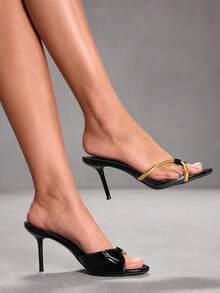 CUCCOO SZL Women's Square Toe Fashion Everyday Versatile High Heel Sandals - Black - View 2