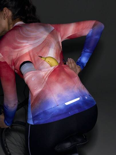 Exploreva Women's Ombre Zip-Up Long Sleeve Cycling Jersey