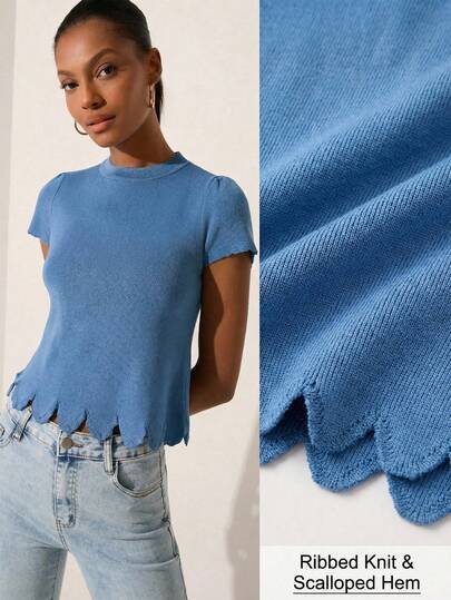 Lilora Suéter de punto elegante con bajo asimétrico para mujer