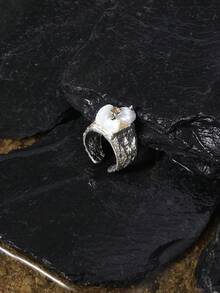 Opalesca Ocean Vacation Wind Ring,Premium/Elegant/Classy/Dailywear/Minimalist,Pearl/Crystal,Summer/Beach/Prom/Party/Holiday/Vacation,Engagement/Wedding/Promise,Bride,Heart/Floral,Fairycore/Mermaid Core,18K Gold-Plated - Silver - View 2