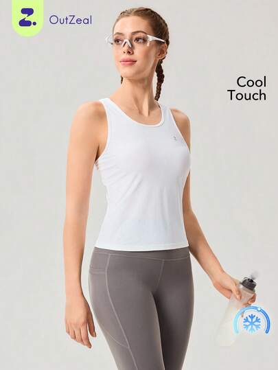 OutZeal 女士户外白色背心健身服运动凉感网眼设计运动上衣