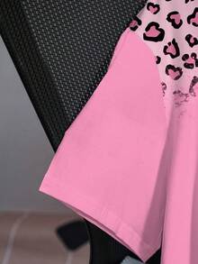 Betty Boop x SHEIN 大码女式休闲时尚街头风卡通人物豹纹宽松短袖T恤，夏季 - 白色 - 查看 8