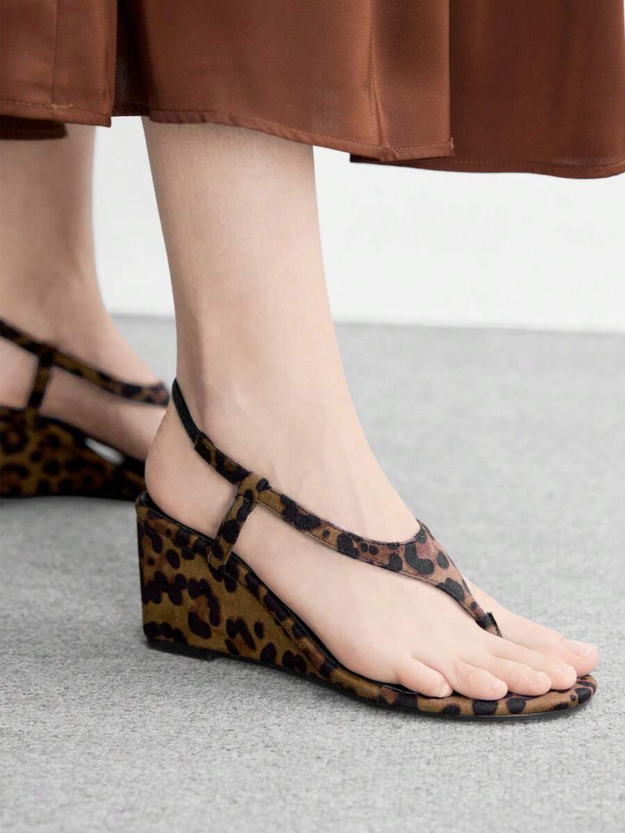 CUCCOO BIZCHIC 女士水钻装饰休闲厚底凉鞋 - 豹紋 - 查看 1