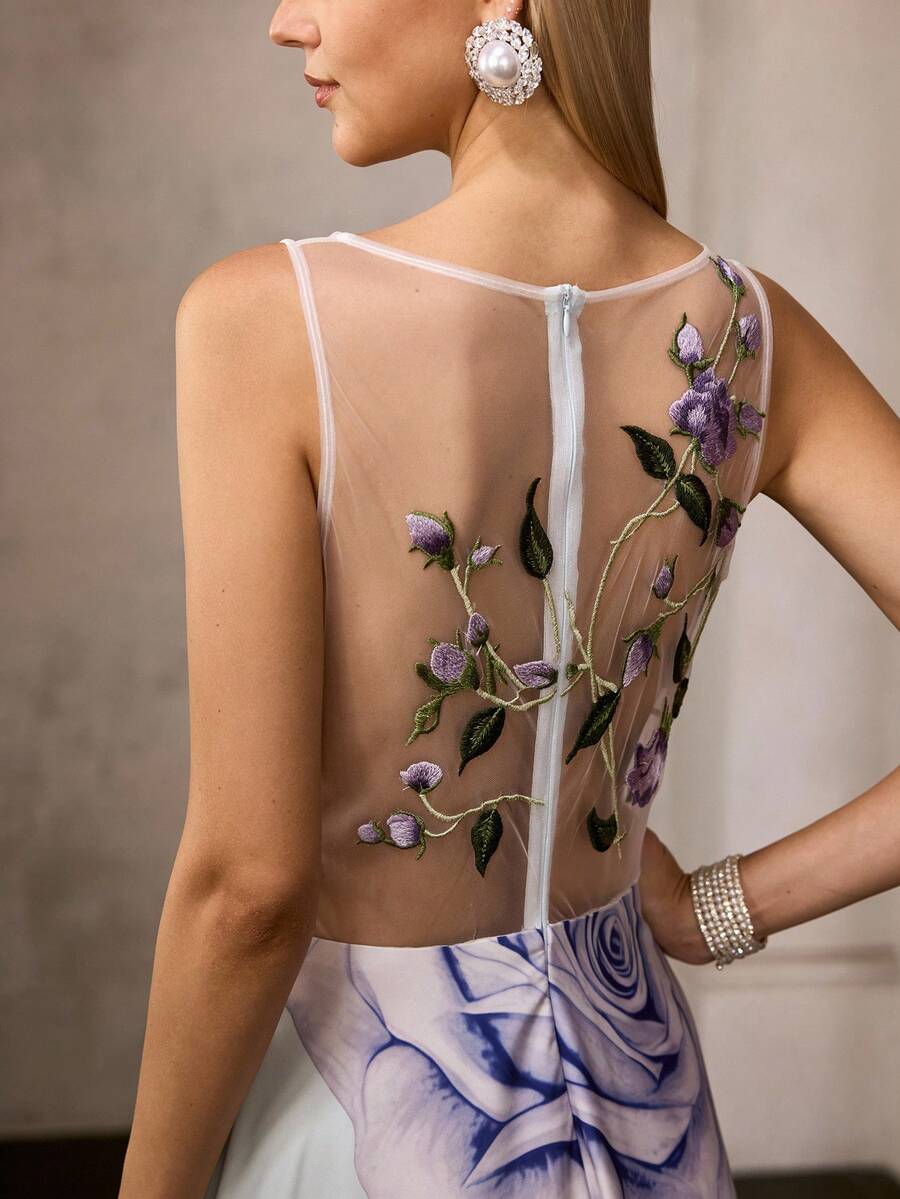 MOTF Soiréza SPRING/SUMMER FLORAL PRINT CONTRAST MESH DRESS - Multicolor - View 2