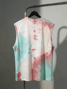 EASEVO 加大码男士卡通熊印花扎染圆领休闲百搭背心 - 彩色 - 查看 5