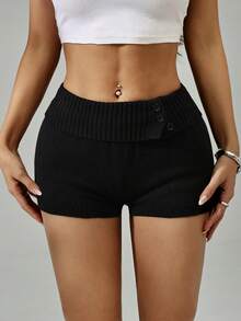 SHEIN PETITE Women Casual Knit Pants, Suitable For Spring/Summer - Black - View 4