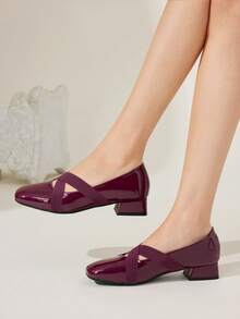 CUCCOO CHICEST 优雅、美丽、可爱、休闲又不失大方的漆皮鞋。舒小姐的厚底鞋 - 酒紅色 - 查看 5