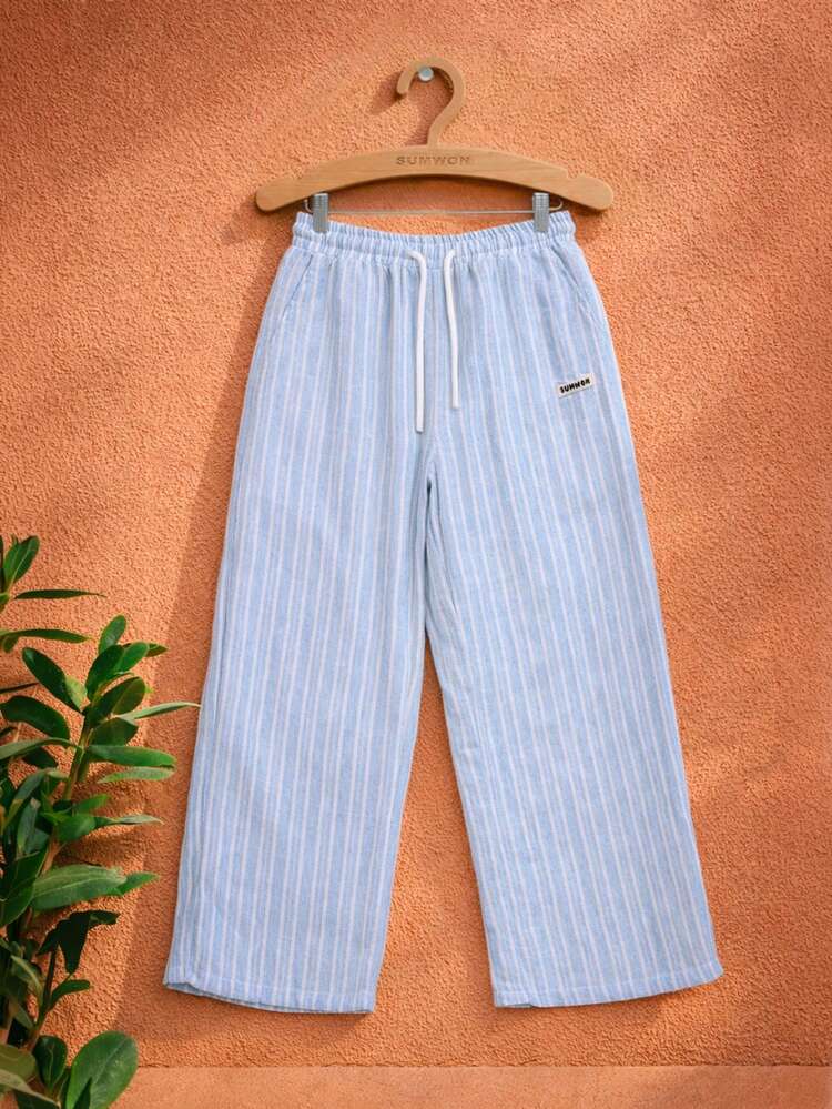 Striped Pull On Pants With Elastic Waist