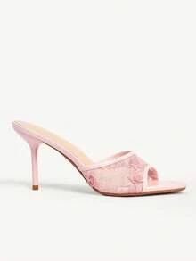 CUCCOO CHICEST 女士鞋履 春夏蕾丝玫瑰装饰露趾细高跟鞋 8.5cm 纯色女士高跟凉鞋 优雅日常约会派对婚礼鞋 - 粉色C - 查看 4